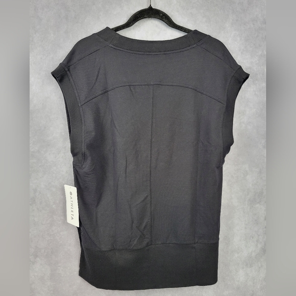 ATHLETA Retroterry V-Neck Sweatshirt Tee Sweater Vest Ivory In Black Size M‎ - Picture 8 of 15